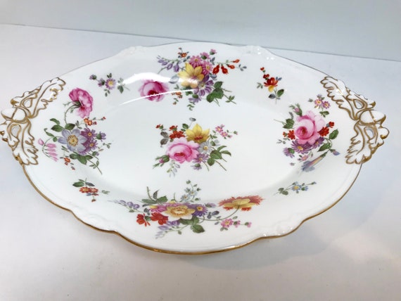 Derby Posies Basket, Royal Crown Derby, Floral Dish, Antique Plates Vintage, Antique Oval Dish, c.1925