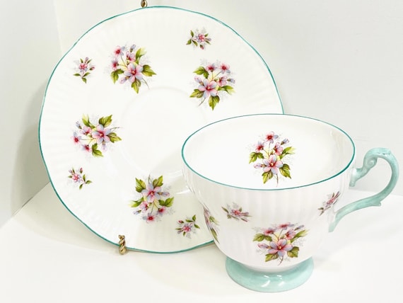 Royal Dover Teacup and Saucer, Floral Teacup, Gift for Her, Housewarming Gift, Anniversary Gift, Birthday Gift, Vintage Teacup