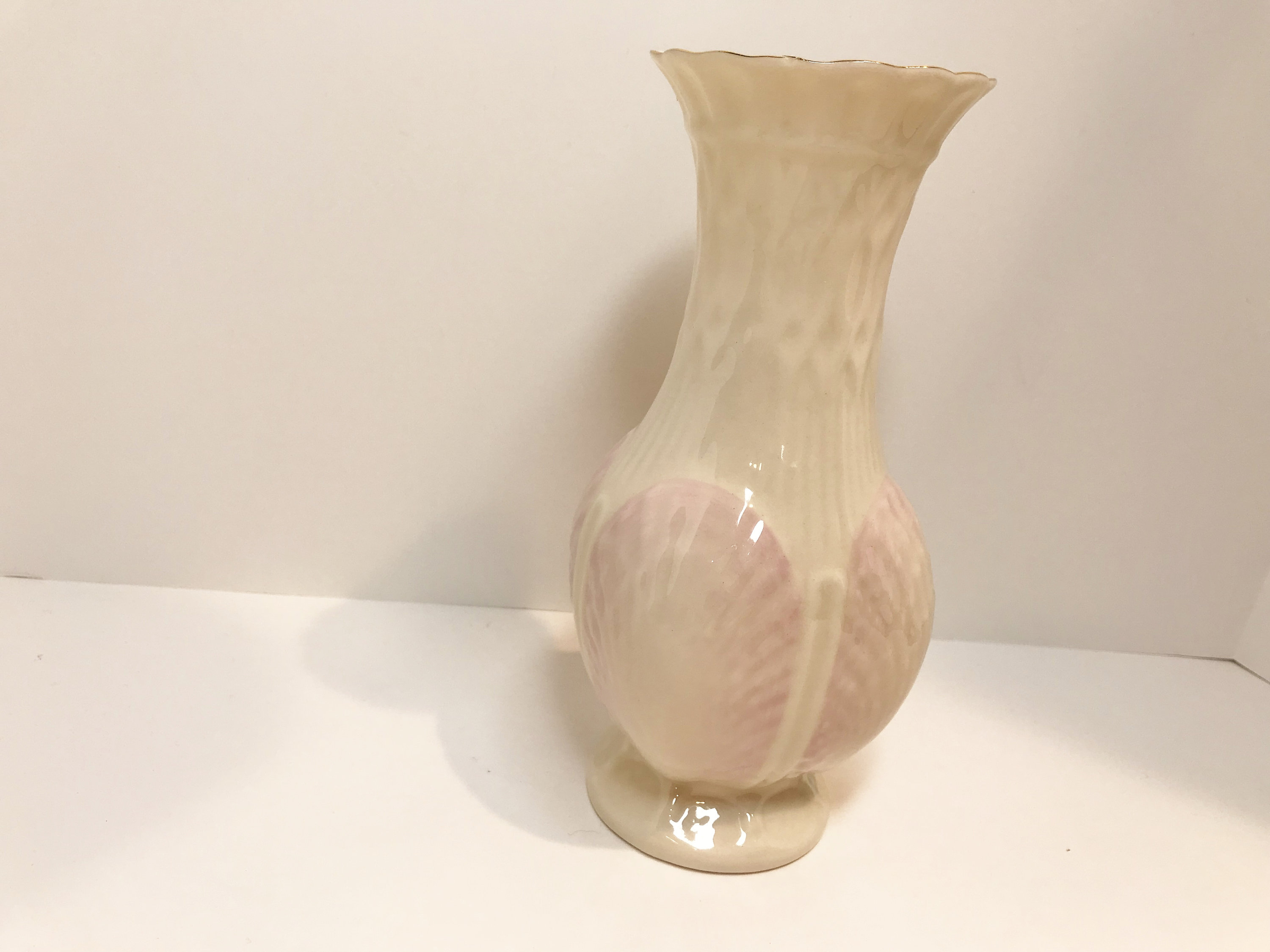 Reserved for SR, Belleek Pink Shell Vase, Irish Vase, Belleek China