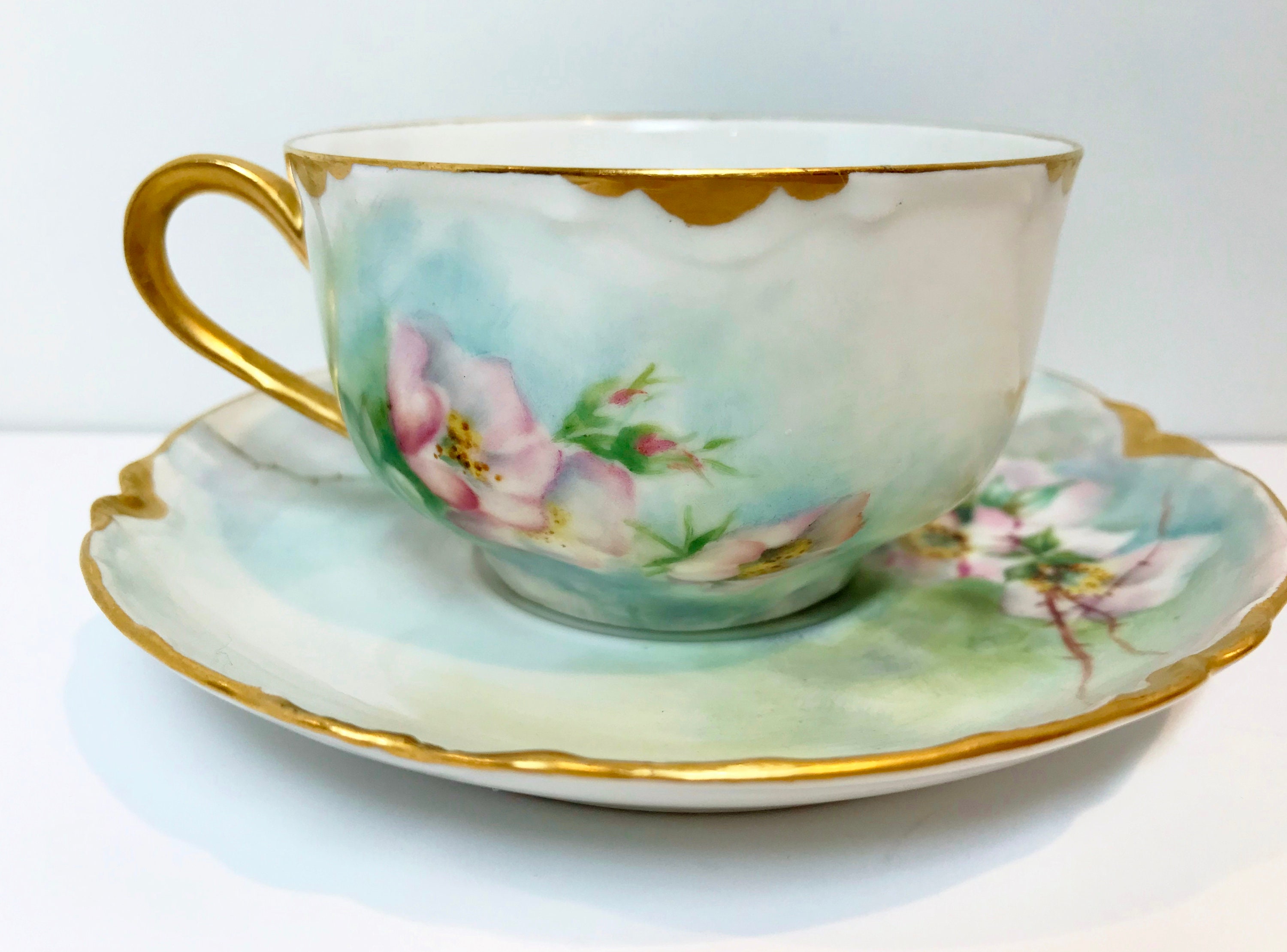 Haviland Limoges Teacup, MCM Limoges Teacup and Saucer, Haviland