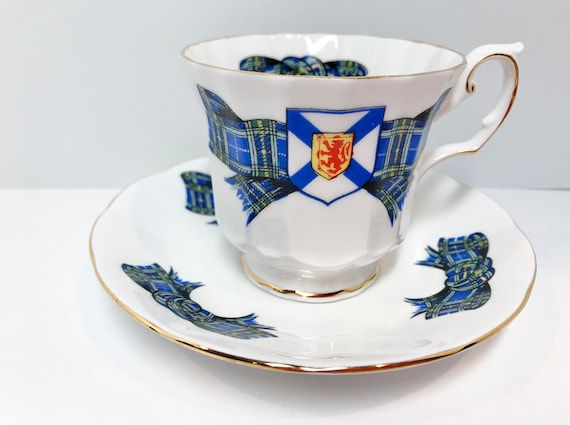 Nova Scotia Teacup and Saucer, Elizabethan Teacup, English Bone China Teacups, Nova Scotia Tartan, Canadian Teacups, Nova Scotia Cups
