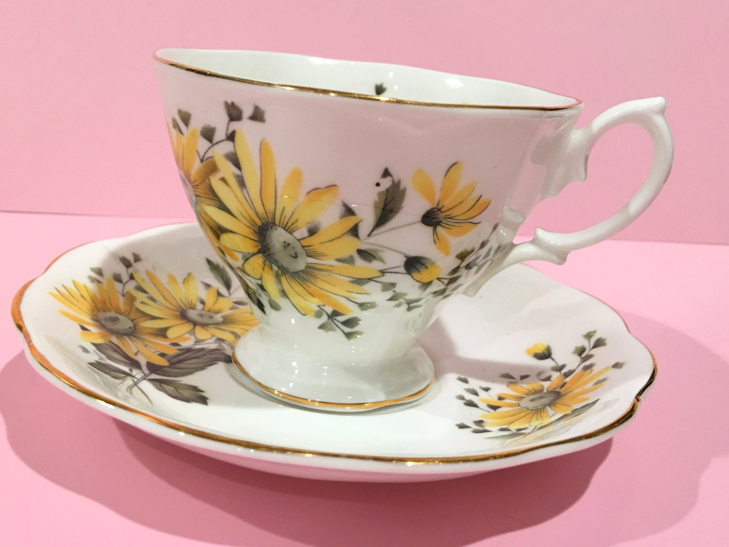 Yellow Daisy Tea Cup and Saucer, Royal Albert Cups, Tea Set, Daisy Tea