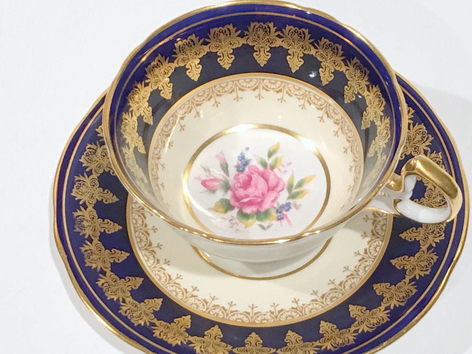 Reserved for JK, Hand Painted Aynsley Bone China Tea Cup Saucer