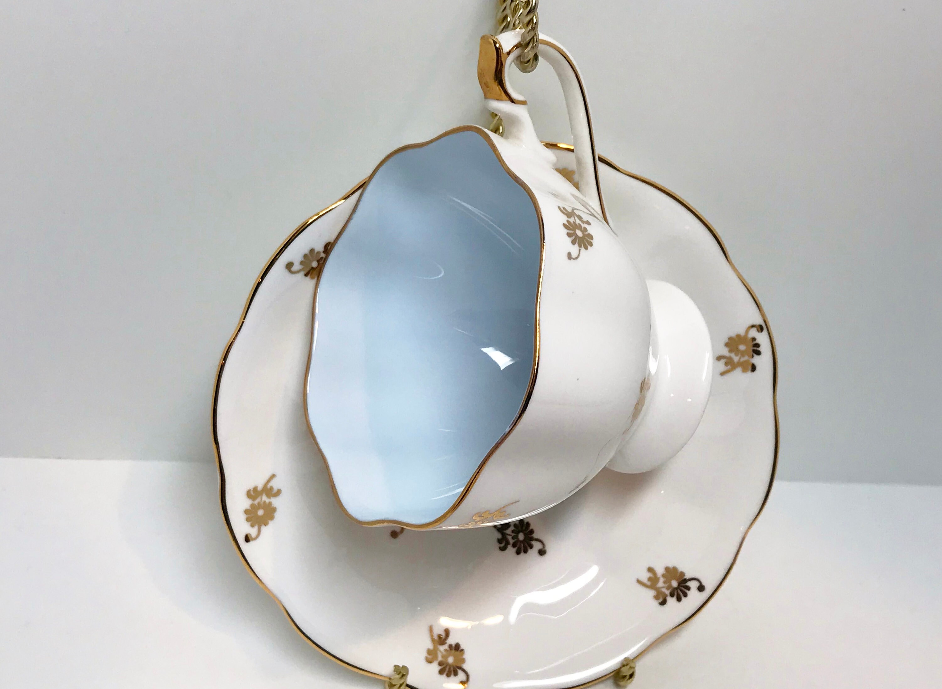 Queen Anne Teacup And Saucer Blue White Tea Cups