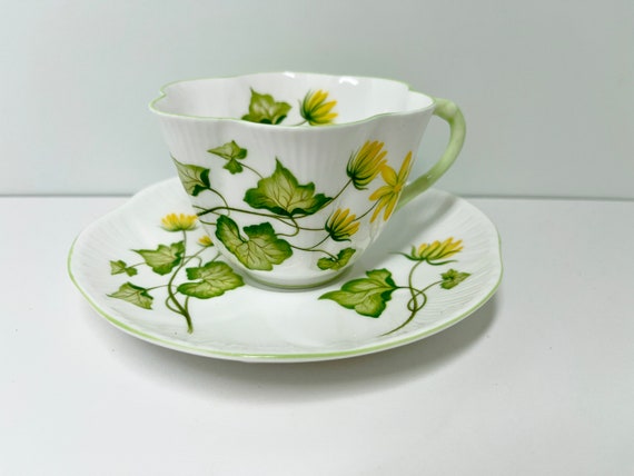 Shelley Teacup and Saucer, Celandine Pattern, Shelley Dainty, Vintage Teacups, Shelley Teacups, Shelley China