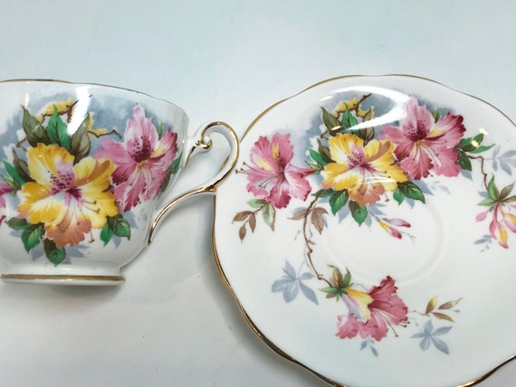 Royal Standard Teacup and Saucer, Azalea Tea Cup, Vintage Tea Cups, English Bone China Cups, Friendship Cups, Antique Teacups Vintage