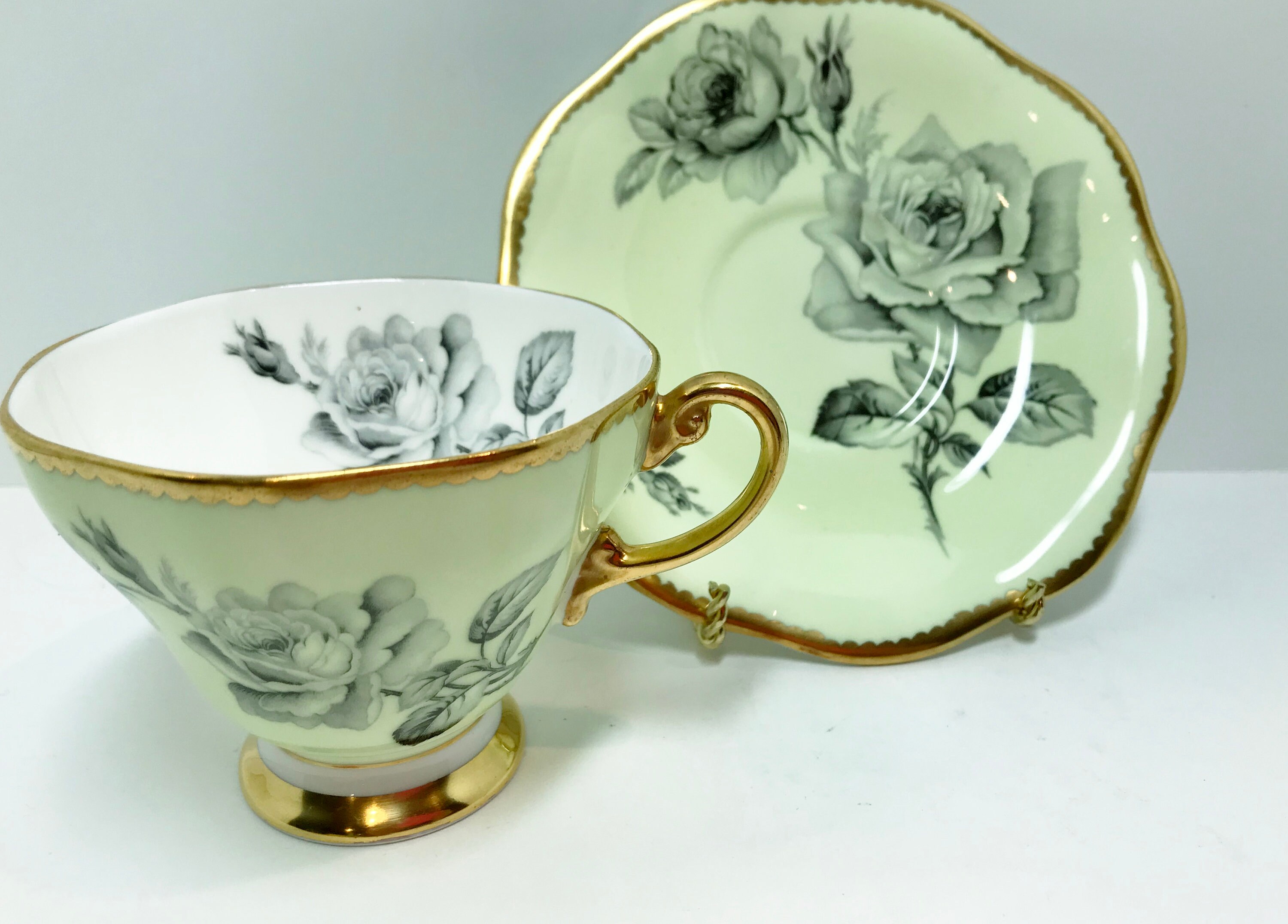 EB Foley Teacup and Saucer, E B Foley Teacups and Saucers, Green