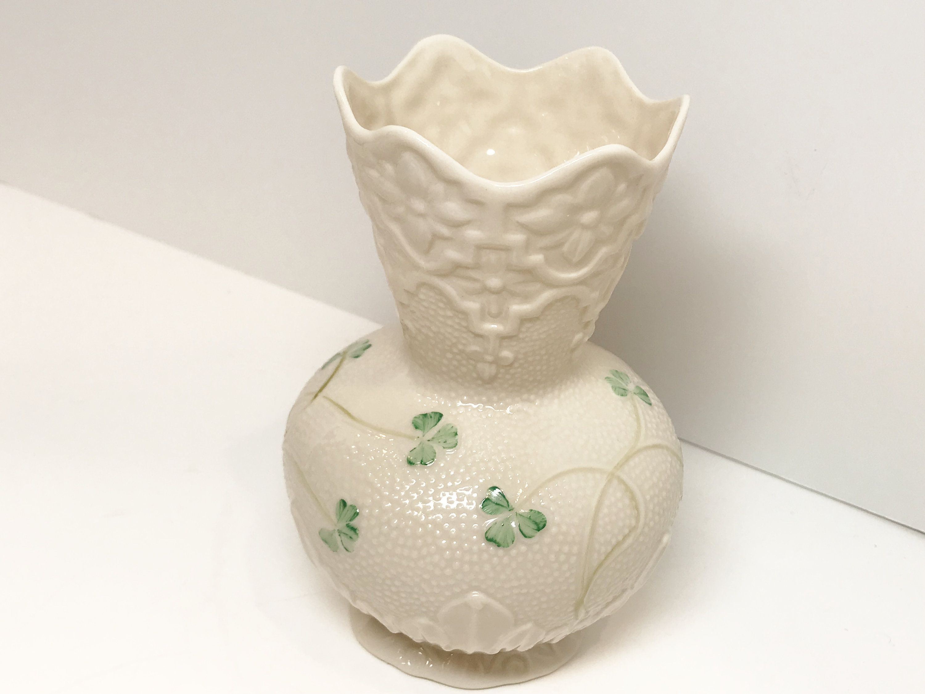 Shamrock Belleek Vase, Wicklow Vase Pattern, Irish Vase, Belleek China