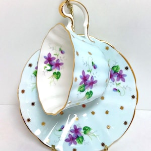 Adderley Teacup, Violet Teacup, Turquoise Teacup, Anniversary Gift, Gift for Her, Floral Teacup, Birthday Gift