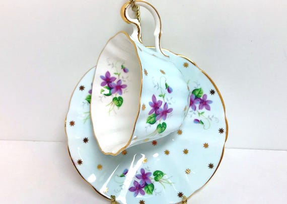 Adderley Teacup, Violet Teacup, Turquoise Teacup, Anniversary Gift, Gift for Her, Floral Teacup, Birthday Gift