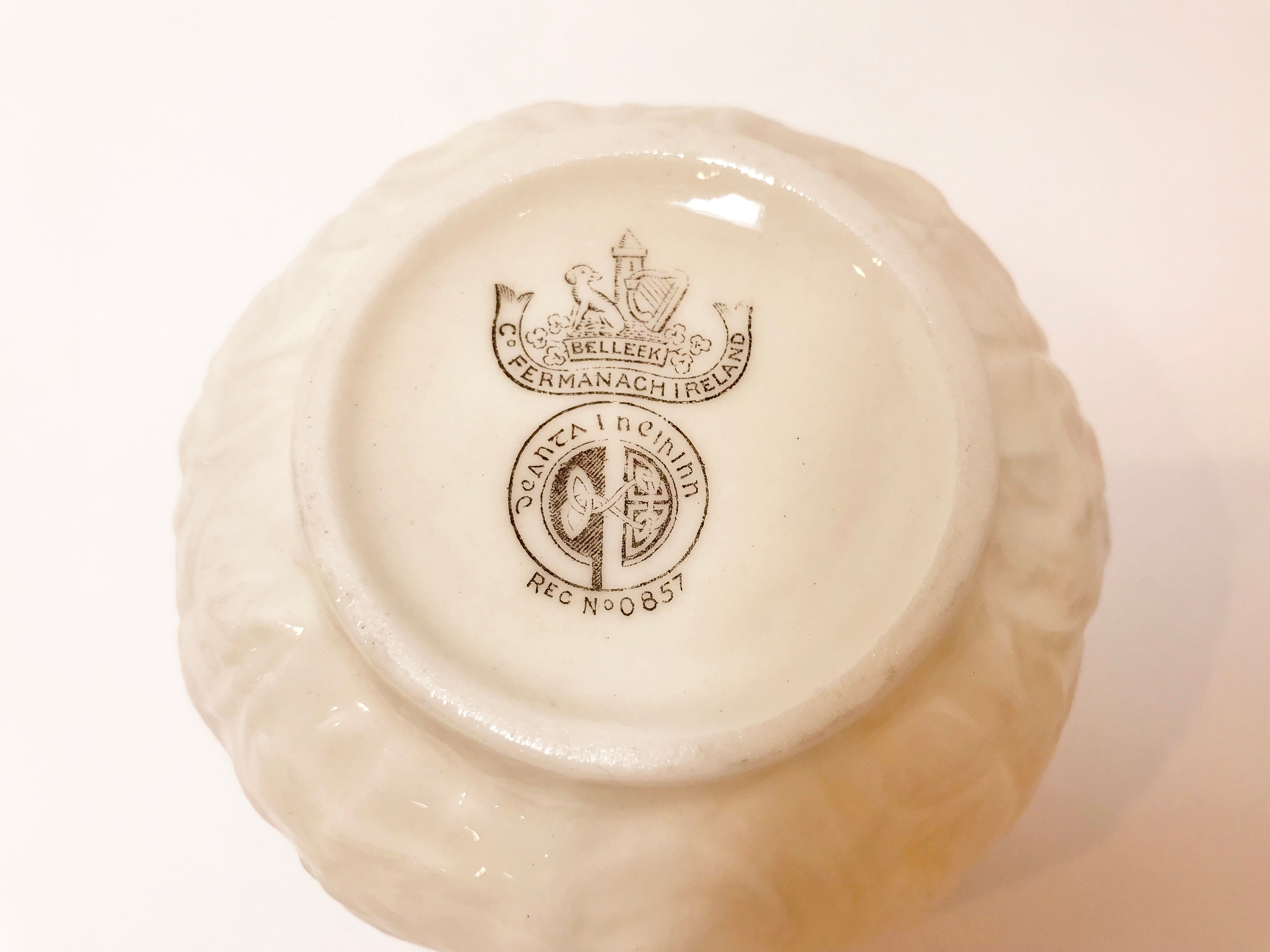 Belleek Bowl, Third Black Mark Belleek, Irish Porcelain, Irish China, Irish Sugar Bowl, Made in