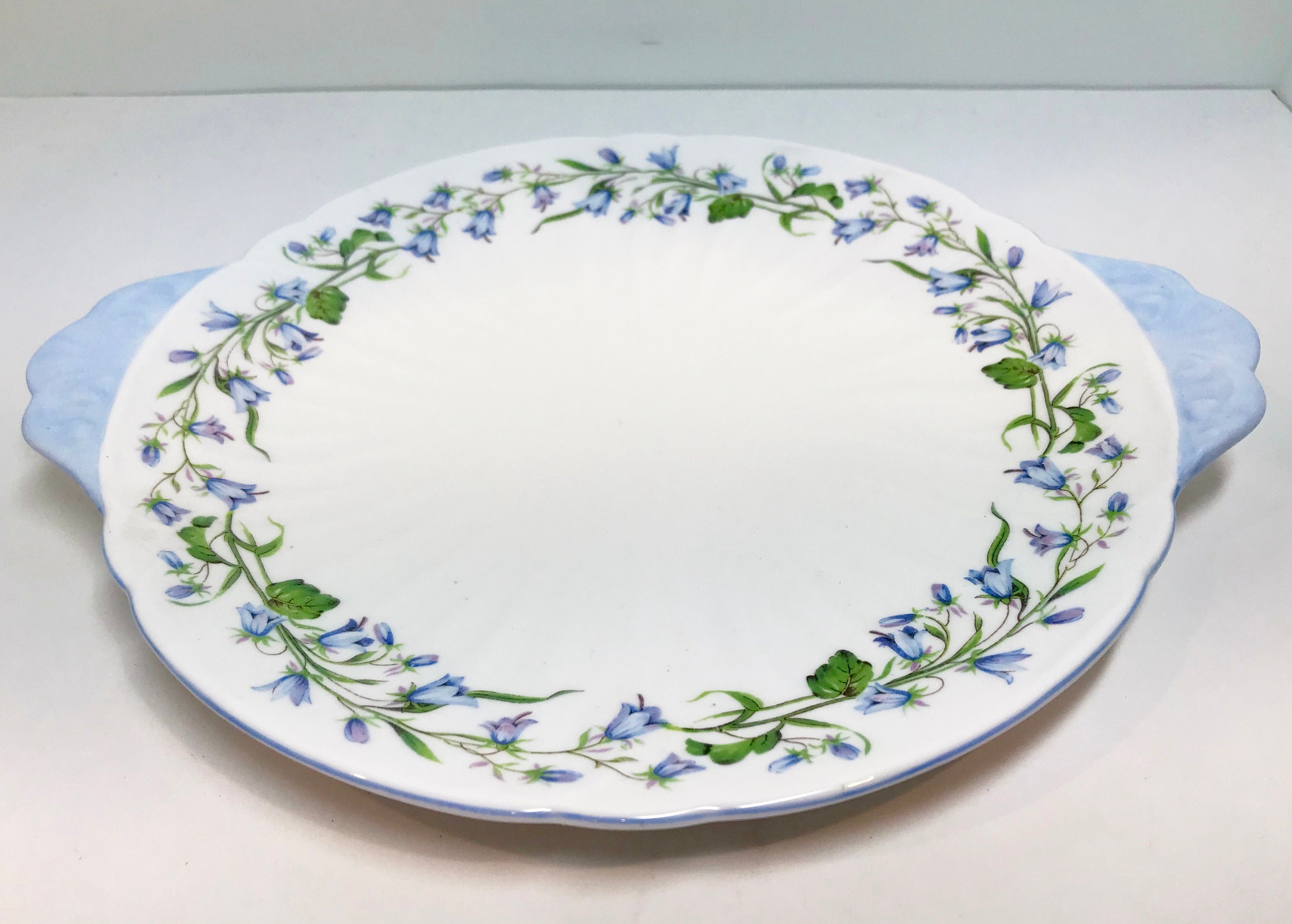 Harebell Shelley Handled Cake Plate, 13590 Oleander Shape, Shelley China, English Teacups