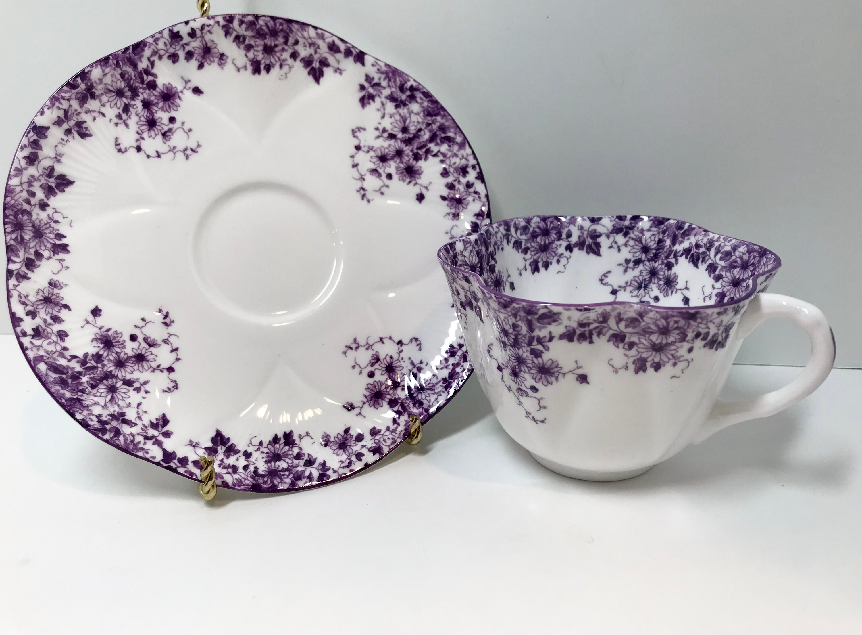 Shelley Dainty Mauve Teacup and Saucer, Shelley China, Shelley Bone