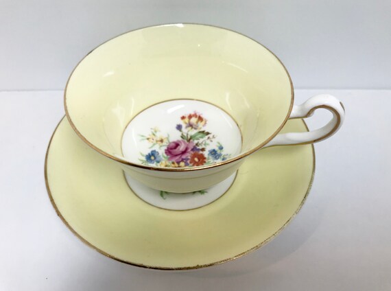 Rosina Teacup and Saucer , Yellow Tea Cup , Vintage Teacup ,  Antique Teacup , Vintage Tea Cup , Floral Tea Cup , Housewarming Gift for Her