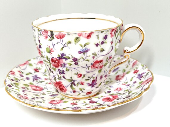 Roses by Stanley Fine Bone China , Birthday Gift for Her , Housewarming Gift , Anniversary Gift , Antique Teacup , Floral Teacup