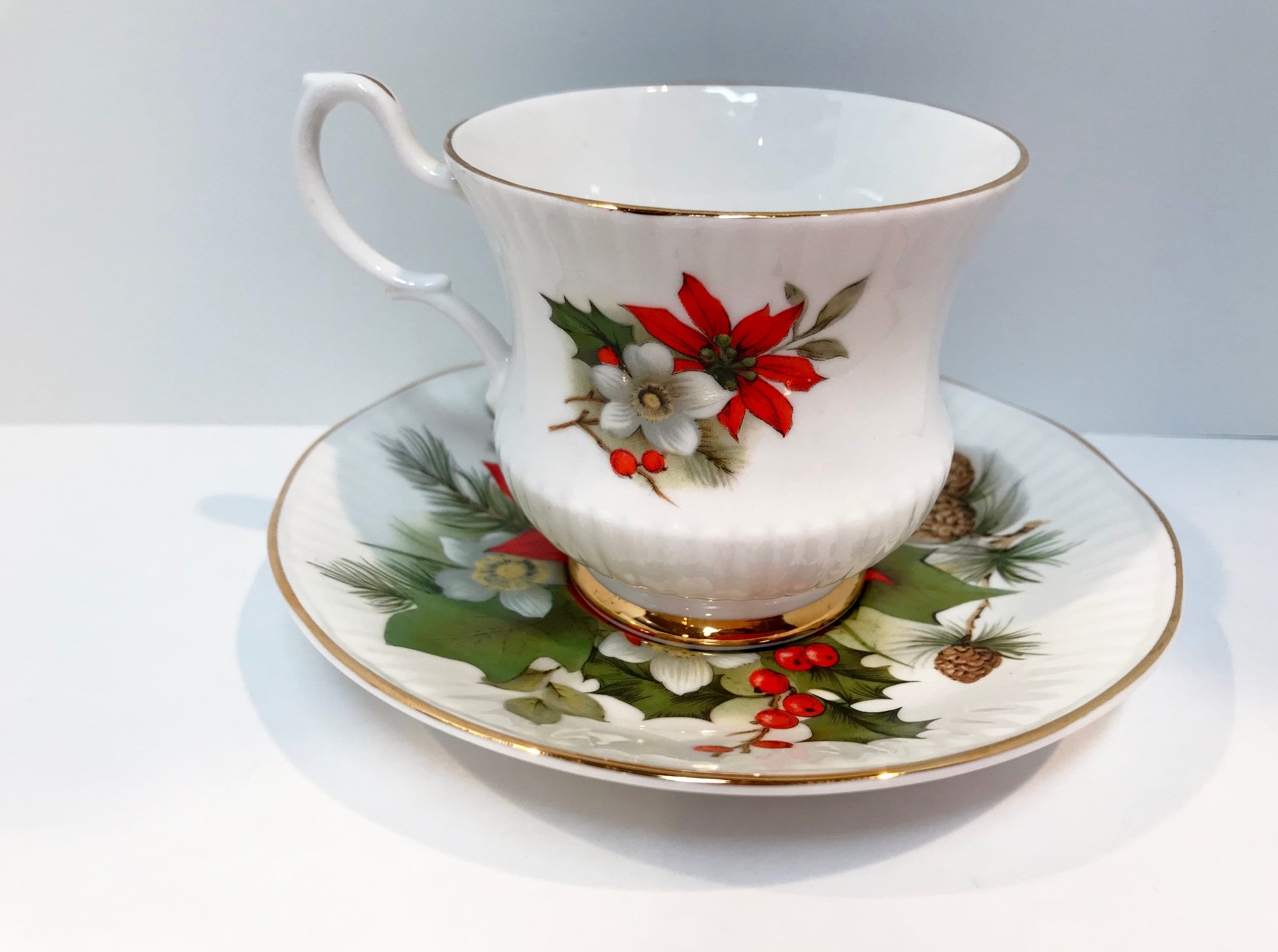 Christmas Tea Cups, Royal Coach Holiday Tea Cups, Christmas Decor