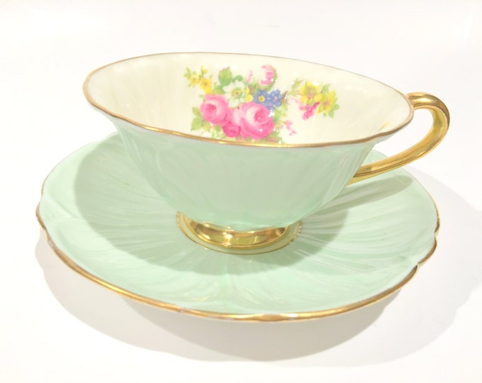 Shelley Tea Cup and Saucer, Shelley Oleander Teacup, Shelley China