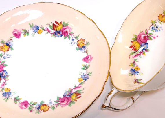 Double Warrant, Paragon Teacup and Saucer, Antique Teacup, Floral Teacup, Vintage Teacup, Gift for Her, Anniversary Gift, Housewarming Gift