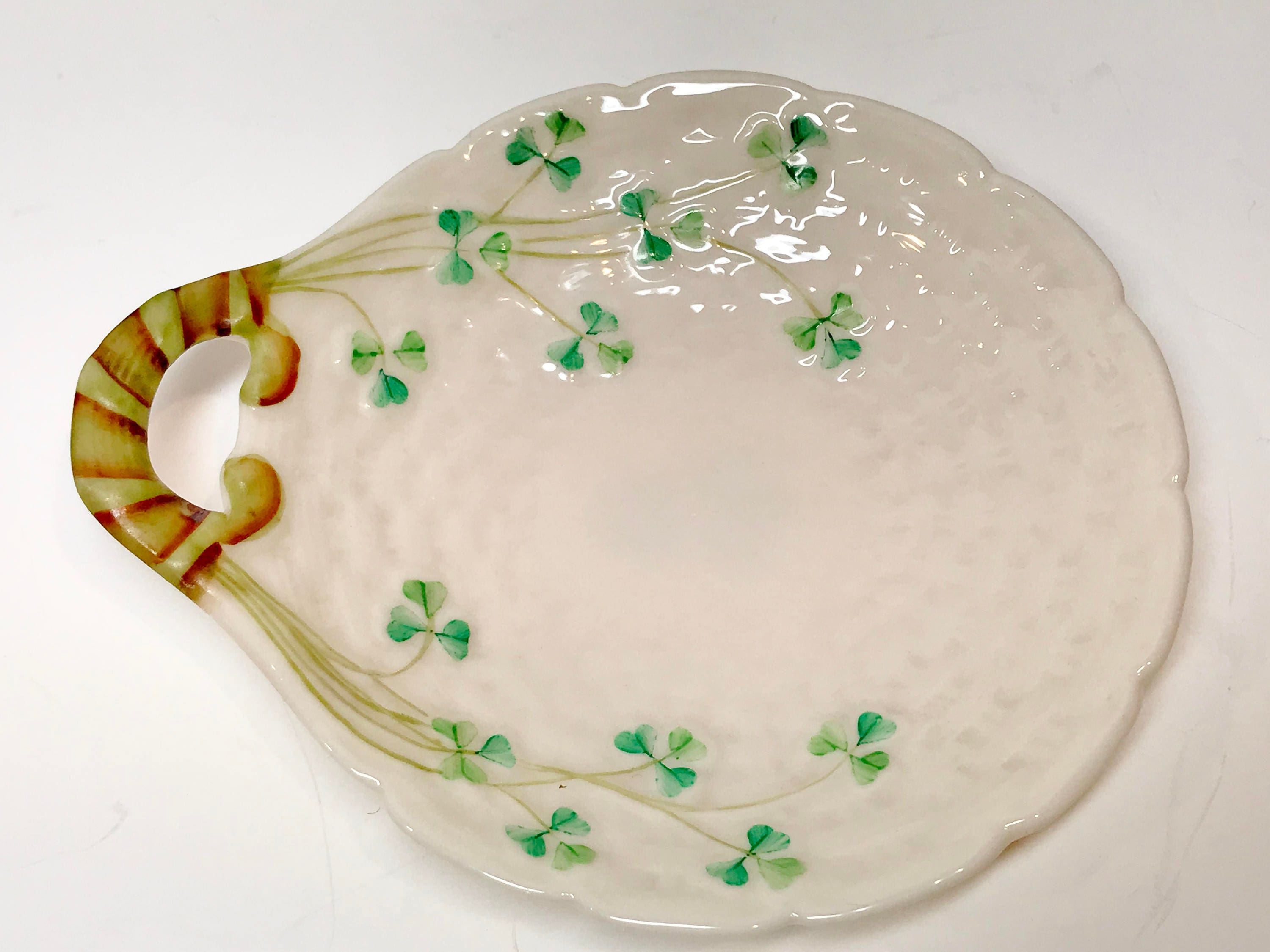 Belleek Shamrock Ware Butter Plate, Belleek China, Irish Belleek Butter