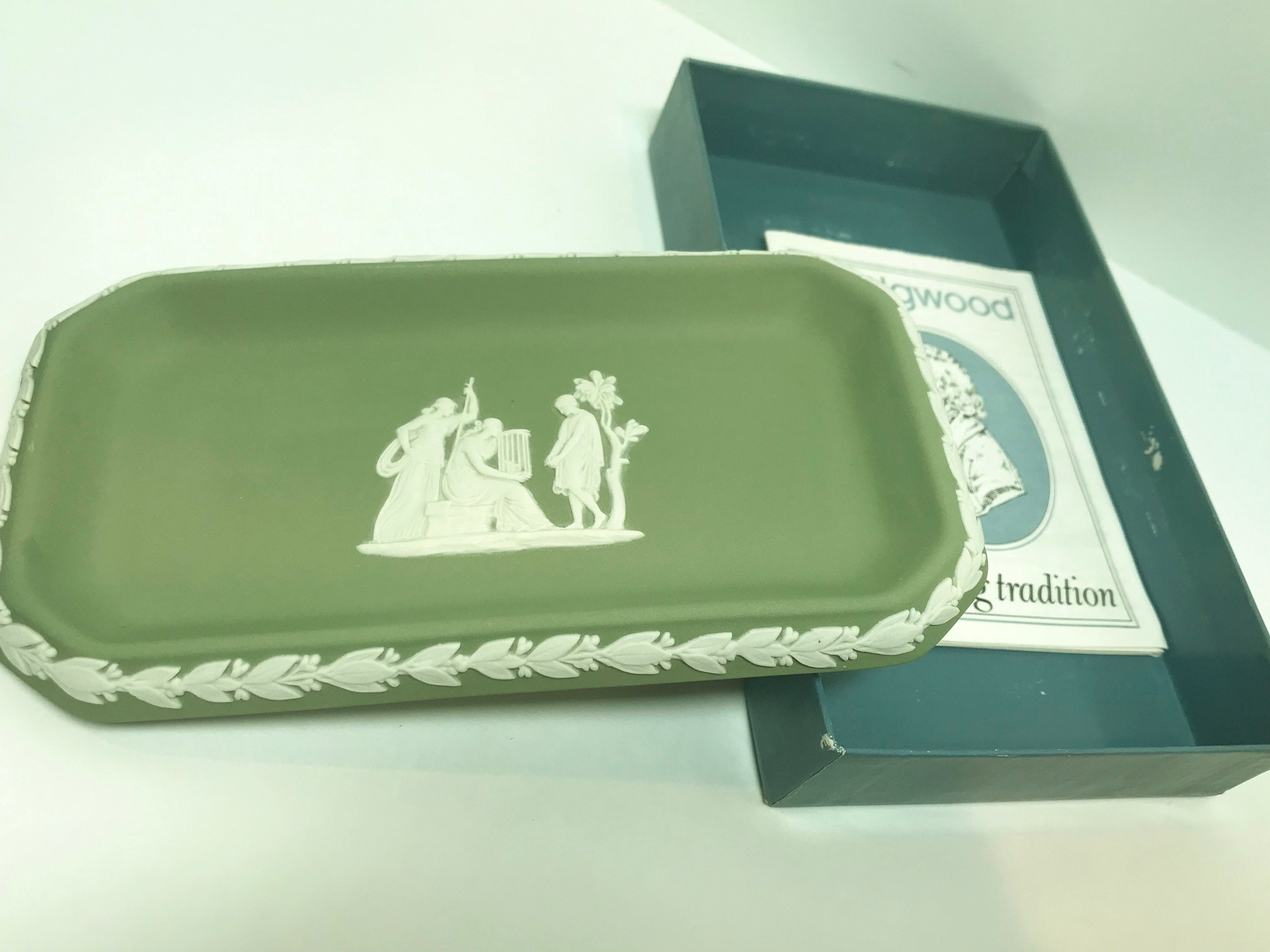 Green Wedgwood Jasperware Tray, Wedgwood Tray, Vanity Table Accessory