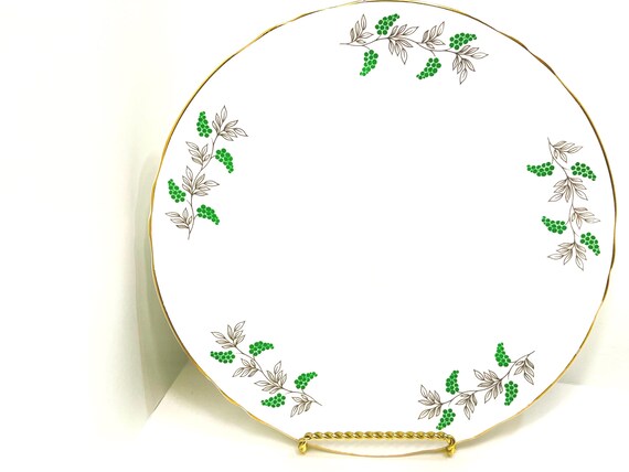 Crown Staffordshire Plate, Staffordshire Plate, Green White Plate, Vintage Plate, Gift for Friend, Gift for Her, Anniversary Gift