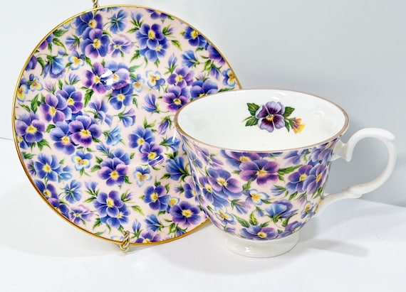 Pansy Tea Cup , Crown Trent Teacup and Saucer , Antique Tea Cup Vintage , Vintage Teacup , Floral Tea Cup , Housewarming Gift for Her