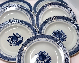 Royal Copenhagen Dinner Plate , Sold Separately , Tranquebar Blue , Blue Rose Pattern , Royal Copenhagen Fajance , Blue Lattice Trim