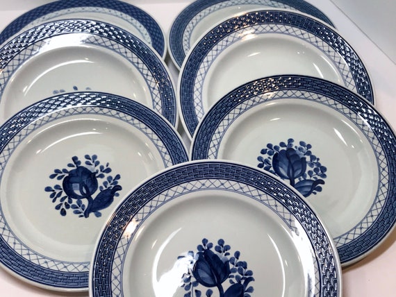 Royal Copenhagen 6 inch Plate , Sold Separately , Tranquebar Blue , Blue Rose Pattern , Royal Copenhagen Fajance , Blue Lattice Trim