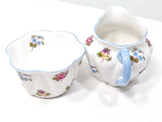 Shelley Creamer and Sugar Bowl, Shelley China, Shelley Floral, Shelley Rose Pansy, Gifts for Her, Housewarming Gift, Birthday Gift