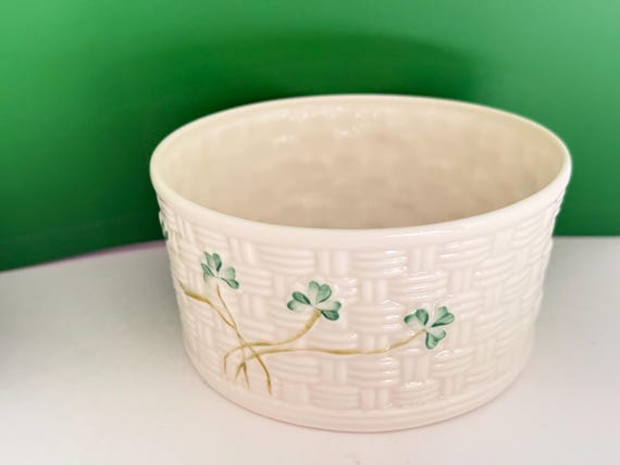 Belleek Container, Shamrock Bowl, Irish Bowl