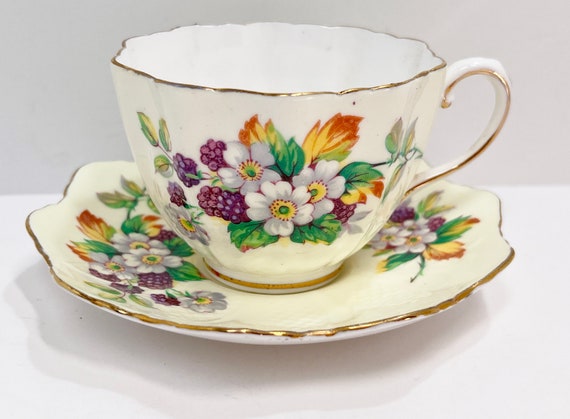 Paragon Teacup and Saucer , Sampson Smith Artist , Paragon Floral , Housewarming Gift for Her , Anniversary Gift , Friendship Gift