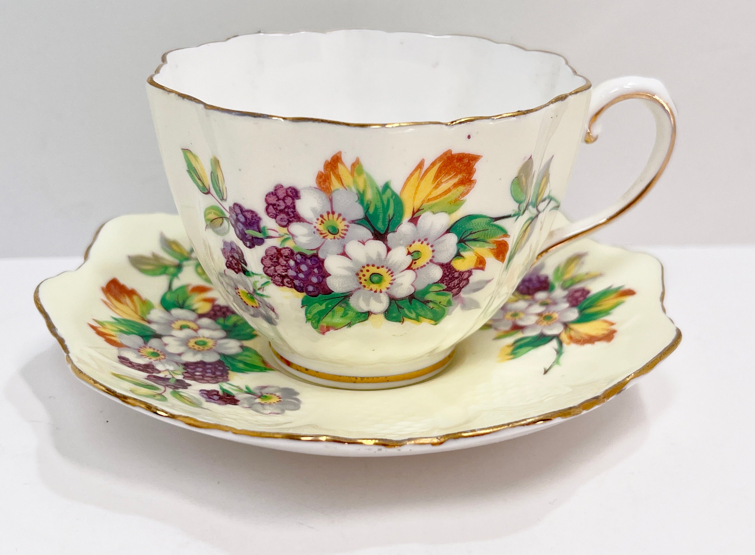 Paragon Teacup and Saucer Sampson Smith Artist Paragon Floral Housewarming Gift for Her Anniversary Gift Friendship Gift
