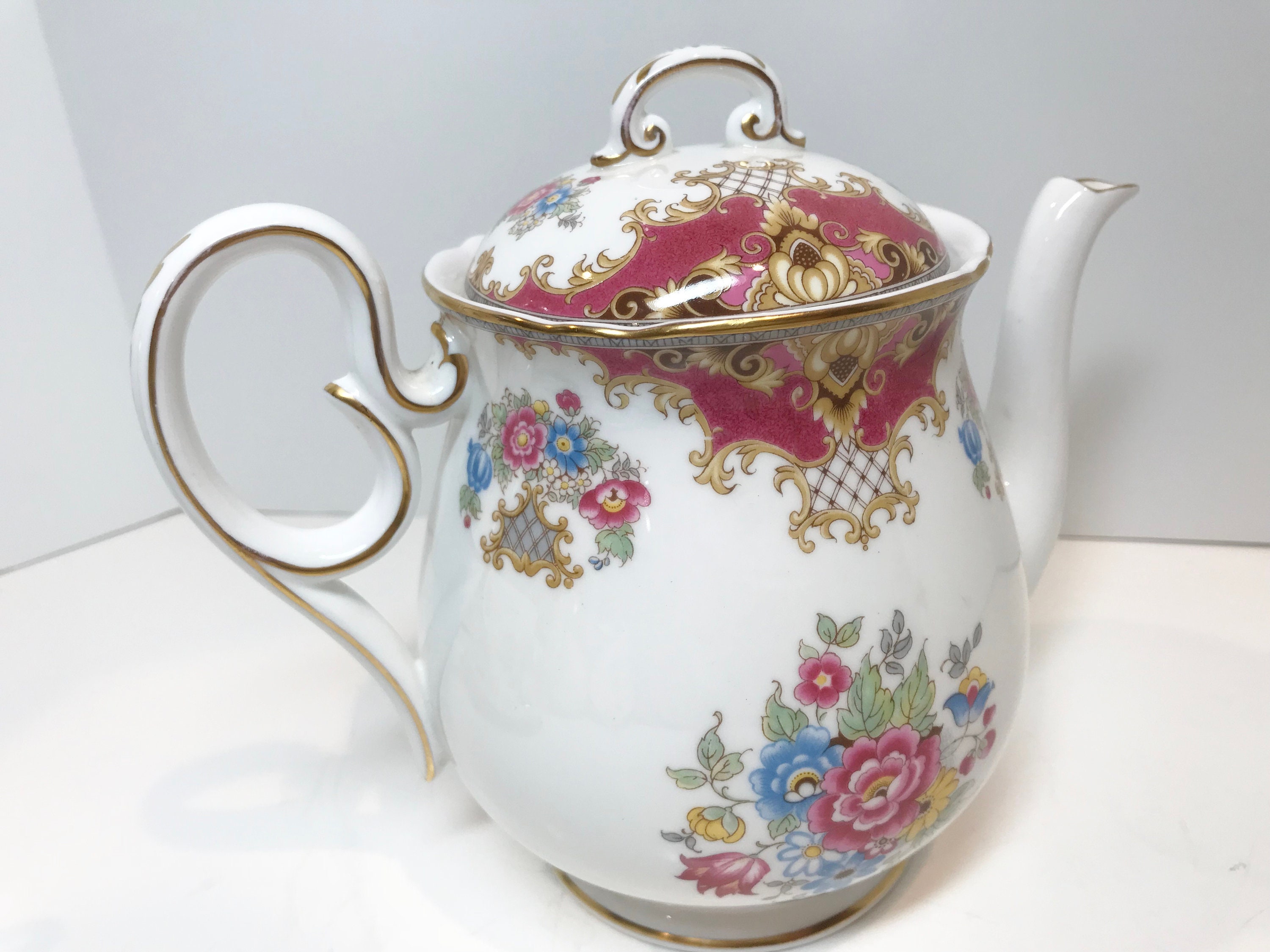 Shelley Teapot, Pink Sheraton Teapot, Antique Teapot, Vintage Teapot