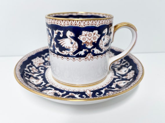 Crown Staffordshire Teacup and Saucer , Cobalt Ellesmere ,  Housewarming Gift for Her , Friendship Gift