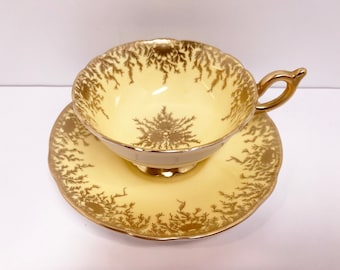 Coalport Teacup and Saucer, Yellow Teacup, Antique Teacups Vintage, Anniversary Gift, Gifts for Her, Housewarming Gift, Gift for Friend