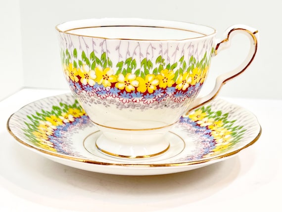 Royal Stafford Teacup and Saucer, Vintage Teacup, English Teacups, Floral Teacups, Gift for Her, Anniversary Gift, Gift for Friend