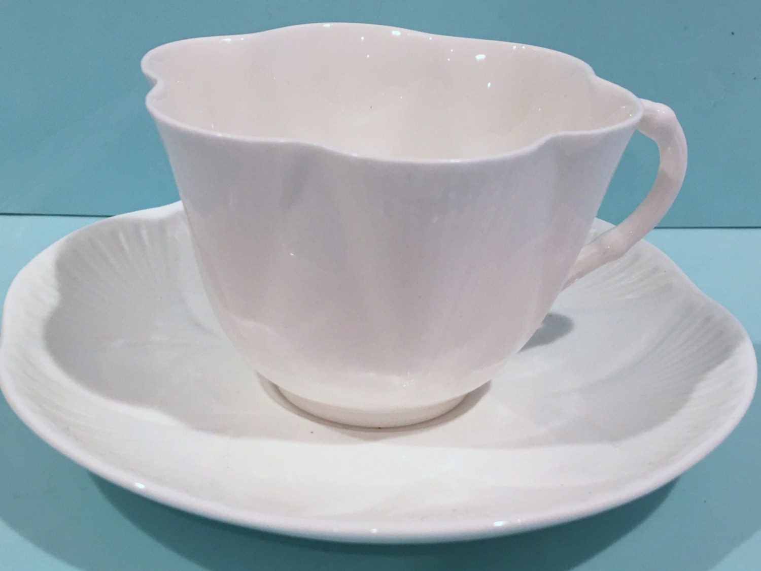 Shelley Teacup and Saucer, White Shelley, Shelley China, Antique Tea