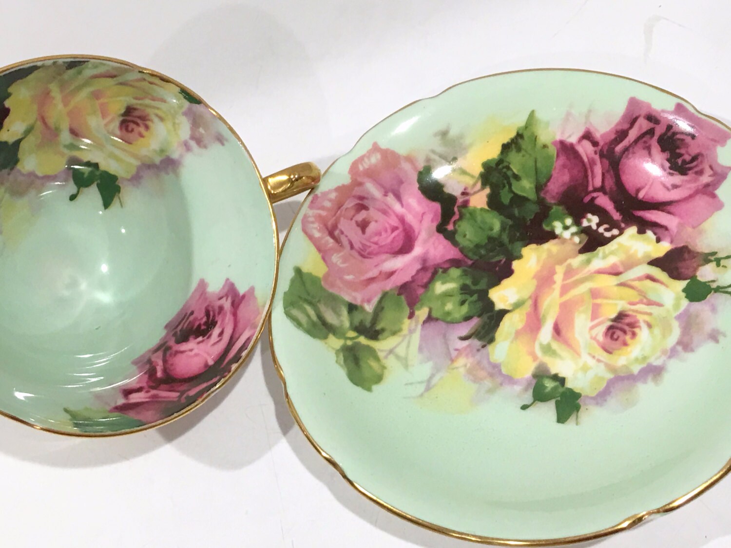 Large Rose Stanley Tea Cup and Saucer, Pink Rose Tea Cups, English Bone