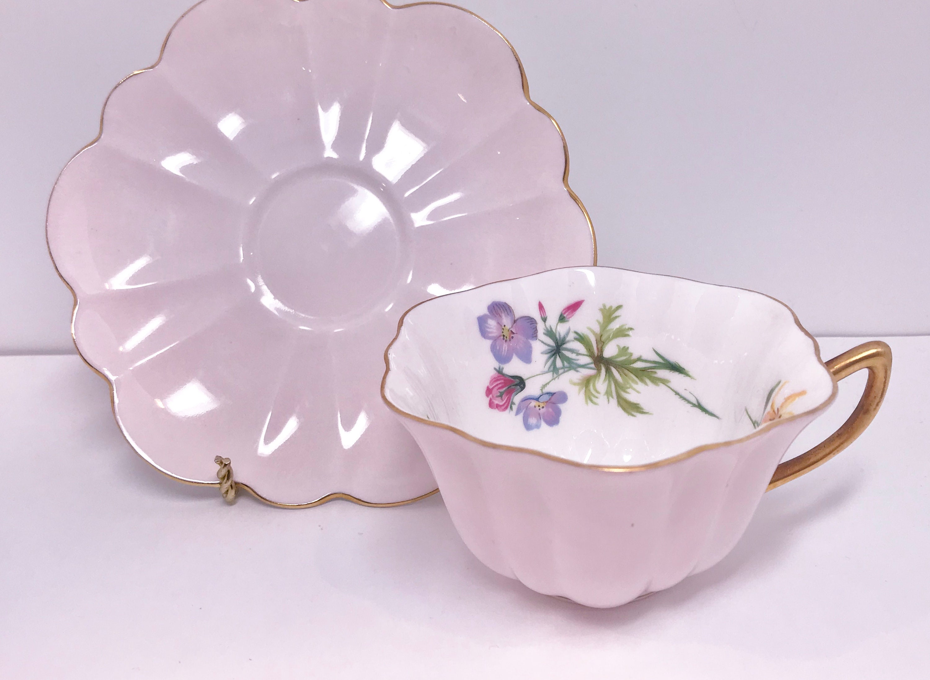 Reserved for FS, Pink Shelley Teacup and Saucer, Stratford Shape