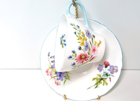 Shelley Teacup and Saucer, Shelley China, Shelley Wild Flowers, Housewarming Gift, Gift for Her, Anniversary Gift, Birthday Gift
