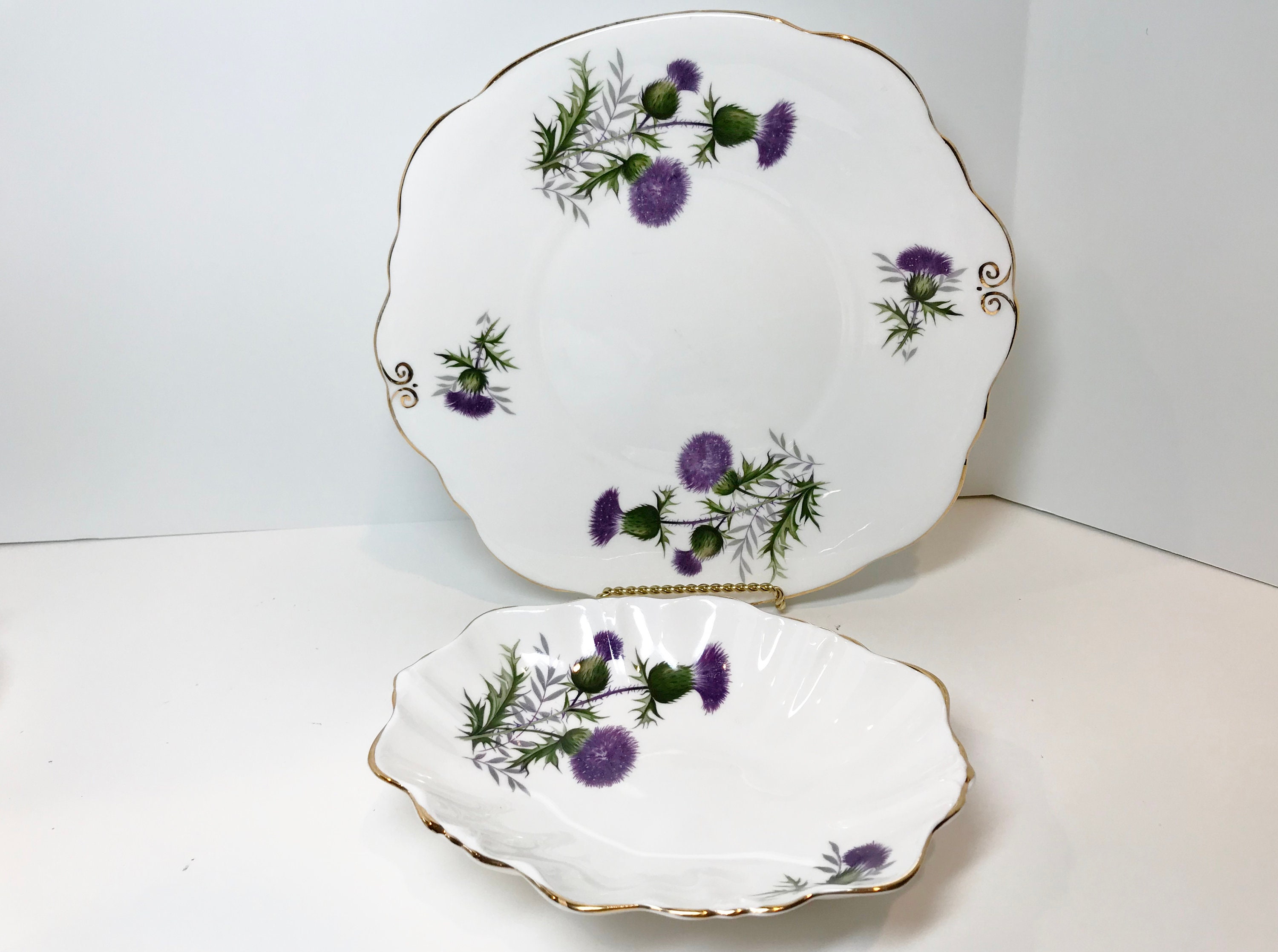 Thistle Plates, Set of 6 Plates, Thistle Pattern, Scottish Plates, Bone
