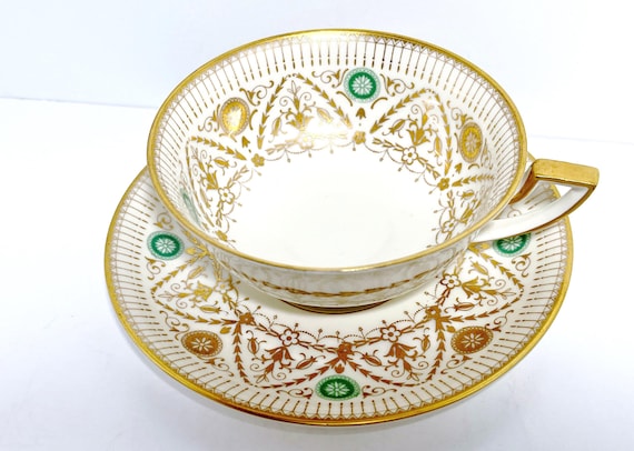 Royal Bayreuth Teacup and Saucer , Bavarian Tea Cup , German Teacup , Green Gold Teacup , Tea Cup Vintage , Hostess Gift , Housewarming