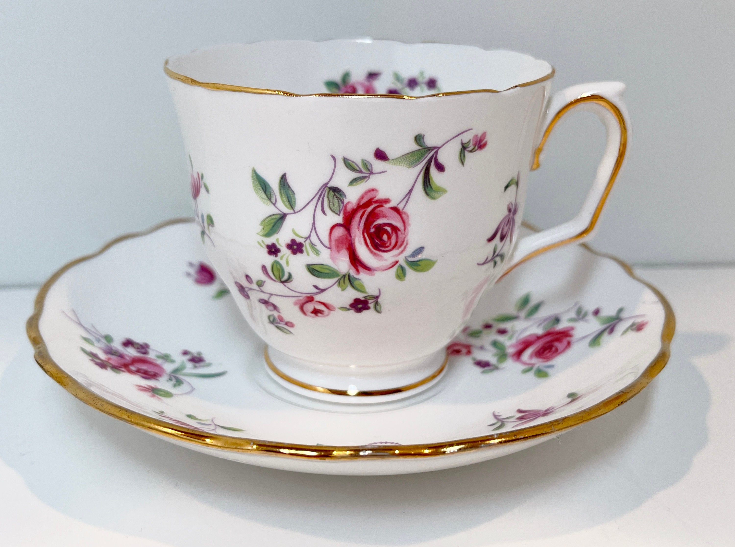 Crown Staffordshire Tea Cup and Saucer English Teacups Floral Antique ...