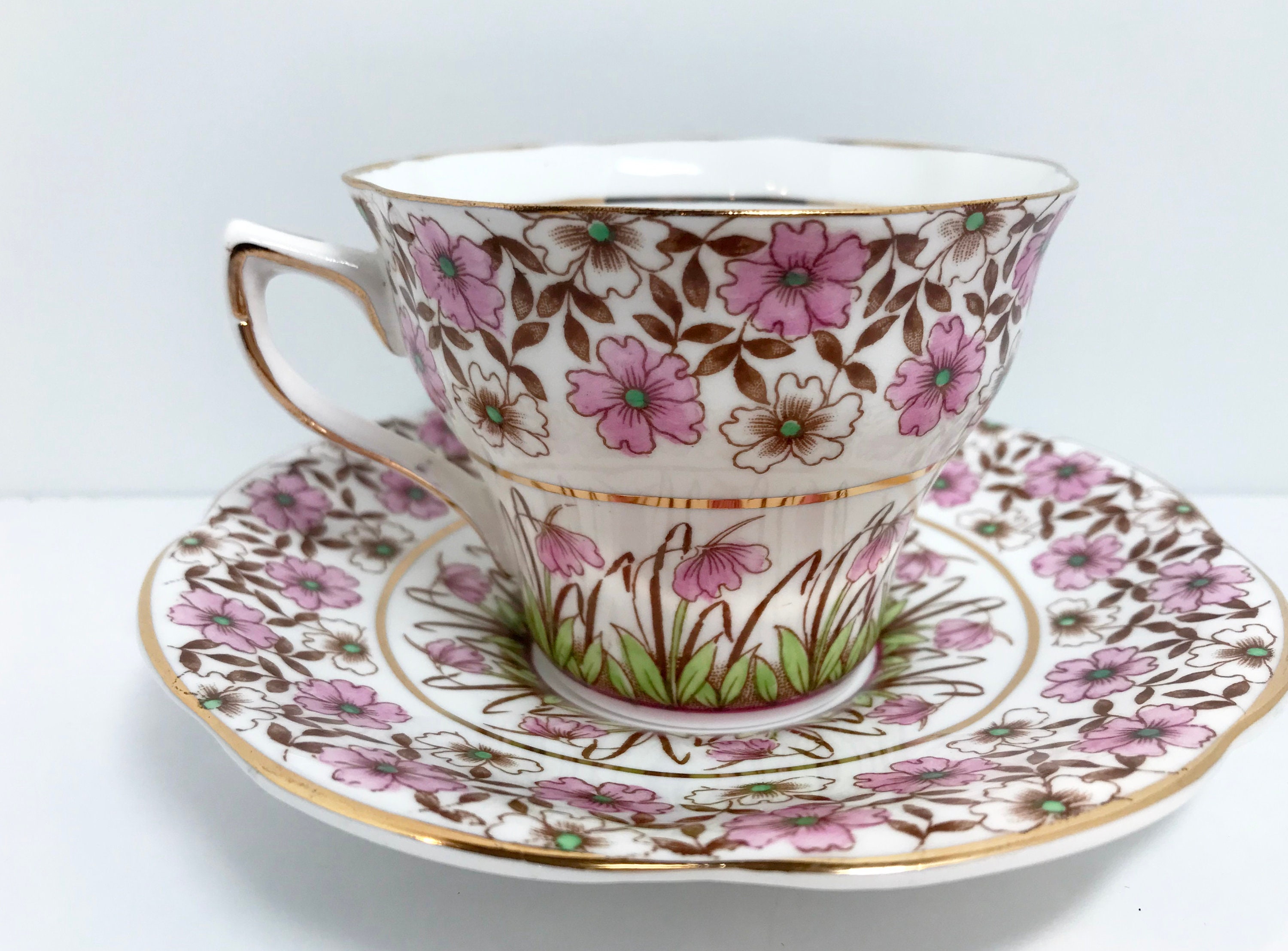 Rosina Tea Cup and Saucer, Bone China Teacup, English Teacups, Floral