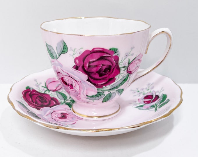 Pink Rose Colclough Bone China Teacup and Saucer Set - Etsy