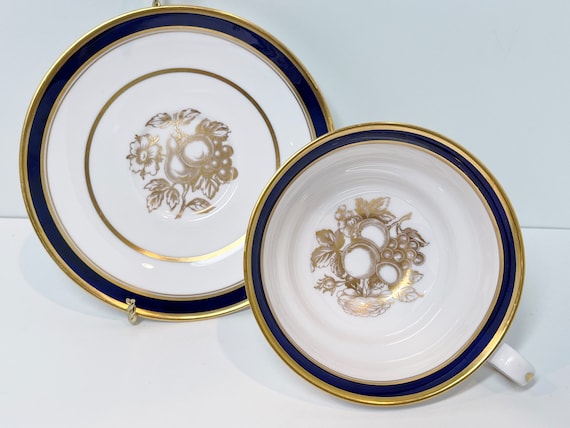 Spode Golden Harvest, Spode with Blue Trim,  English Spode, English Teacup, Spode Tea Cup, Golden Harvest Teacup