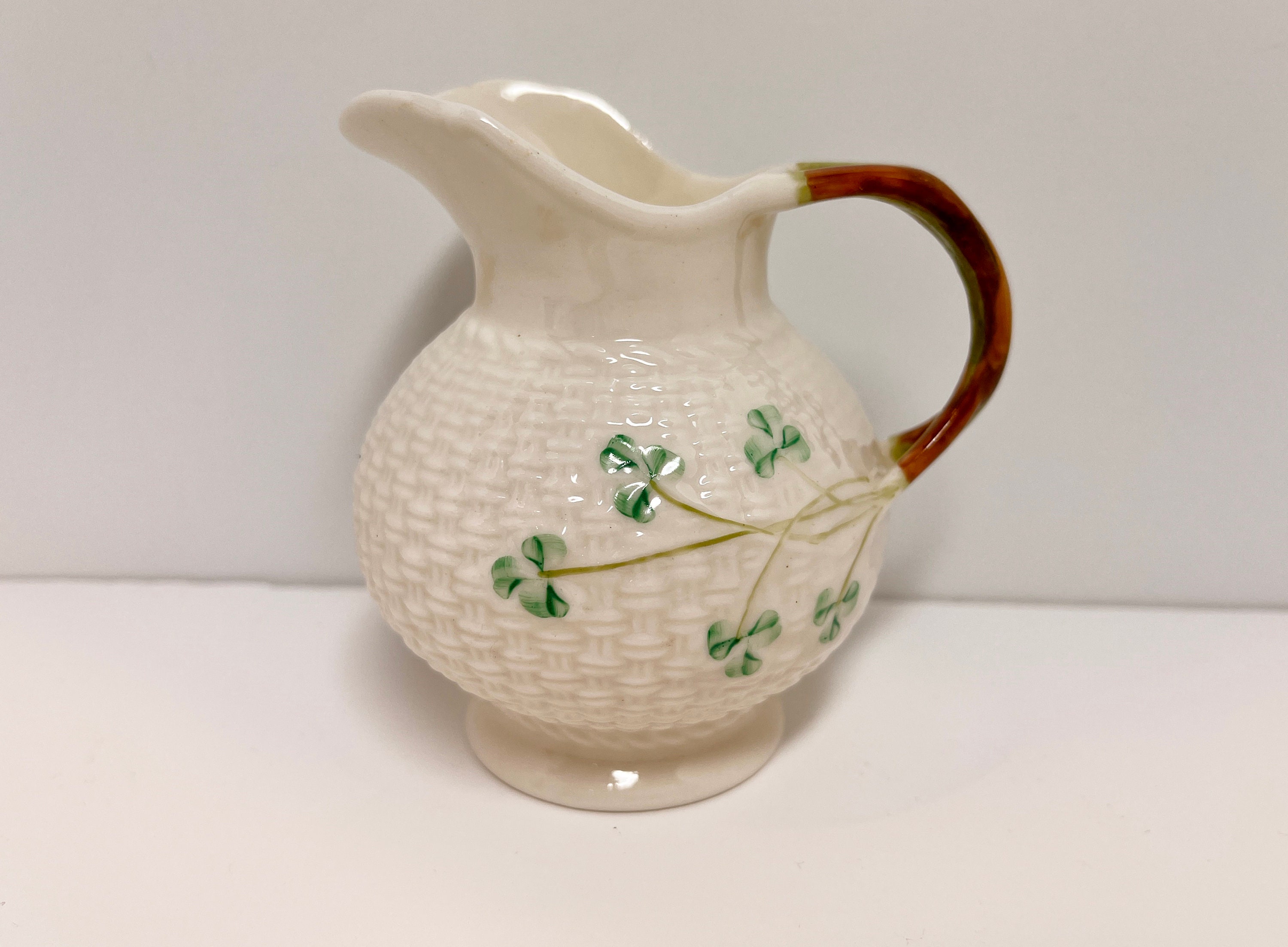 Shamrock Belleek Creamer, Irish Creamer, Shamrock Belleek Pitcher