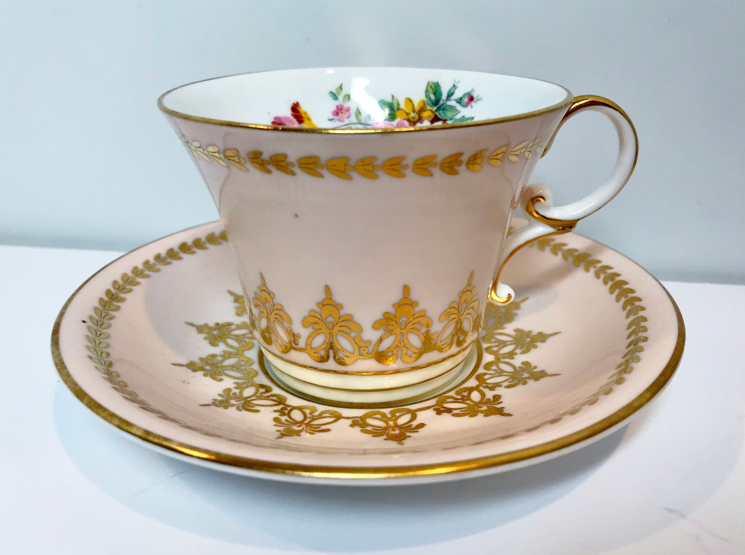 Captivating Aynsley Tea Cup and Saucer, Gold Pink Cups, Antique Tea Cups, English Tea Cups
