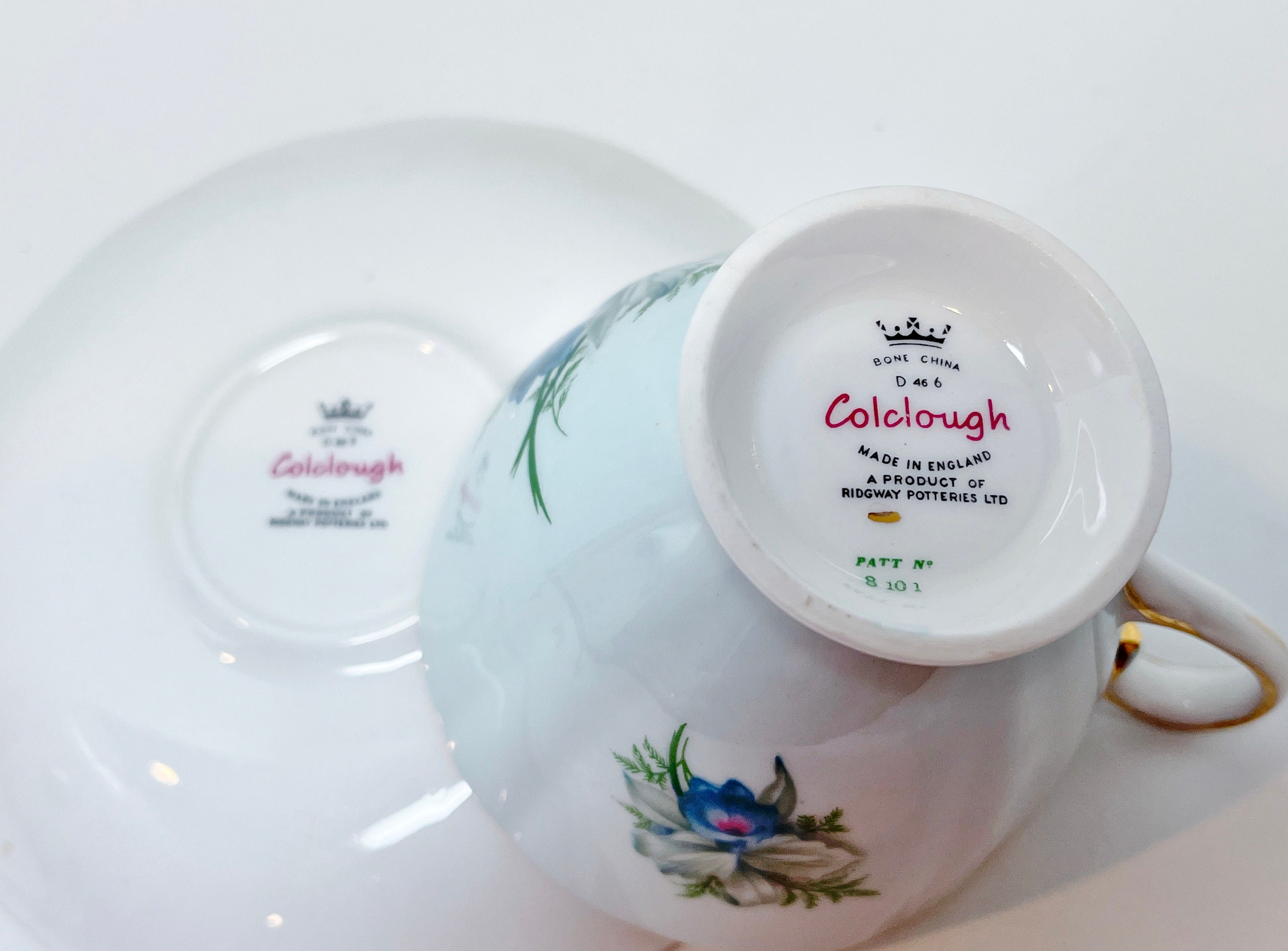 Heavenly Blue Colclough Tea Cup and Saucer, Blue Orchid Teacup, Floral