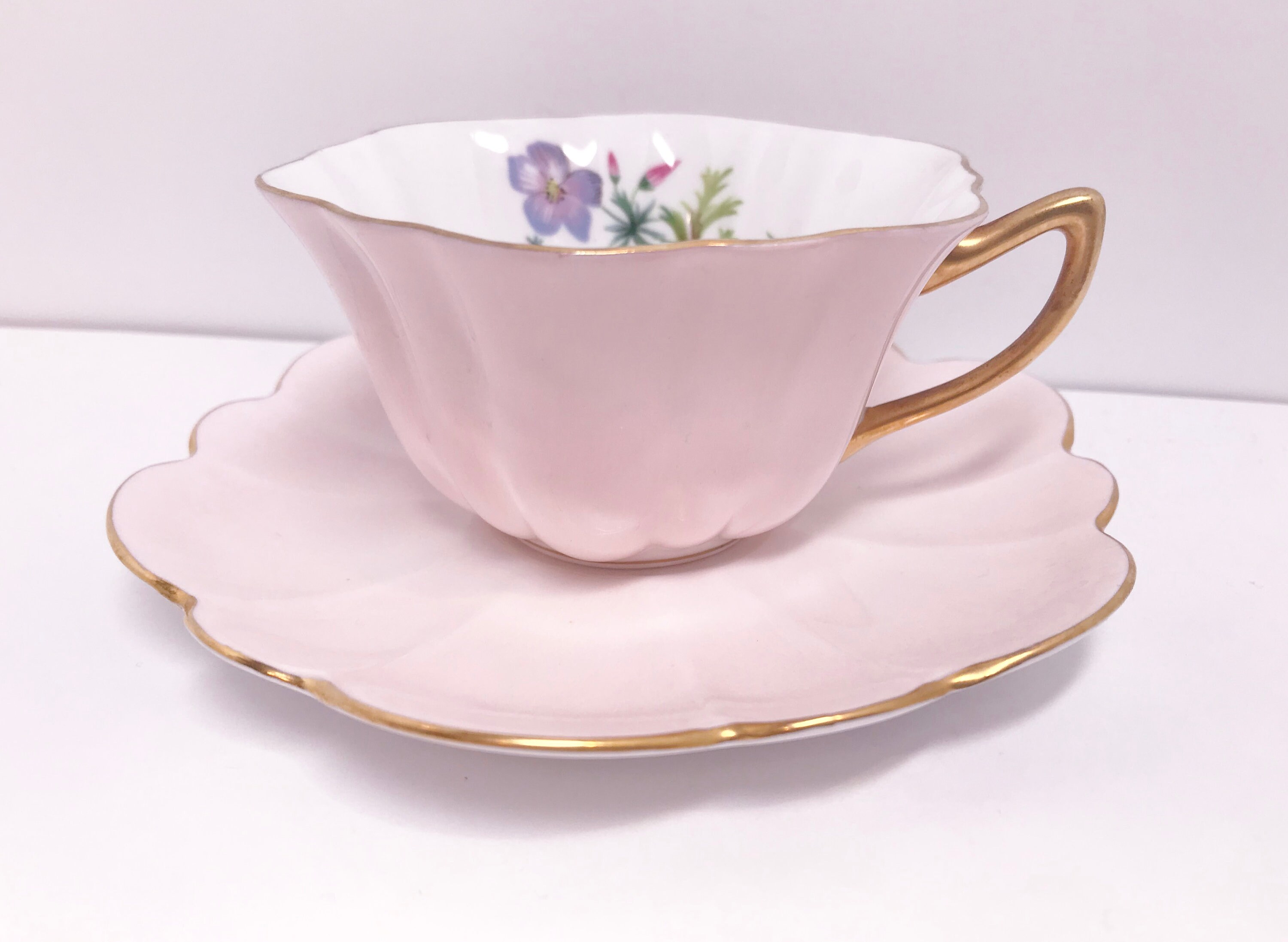 Reserved for FS, Pink Shelley Teacup and Saucer, Stratford Shape